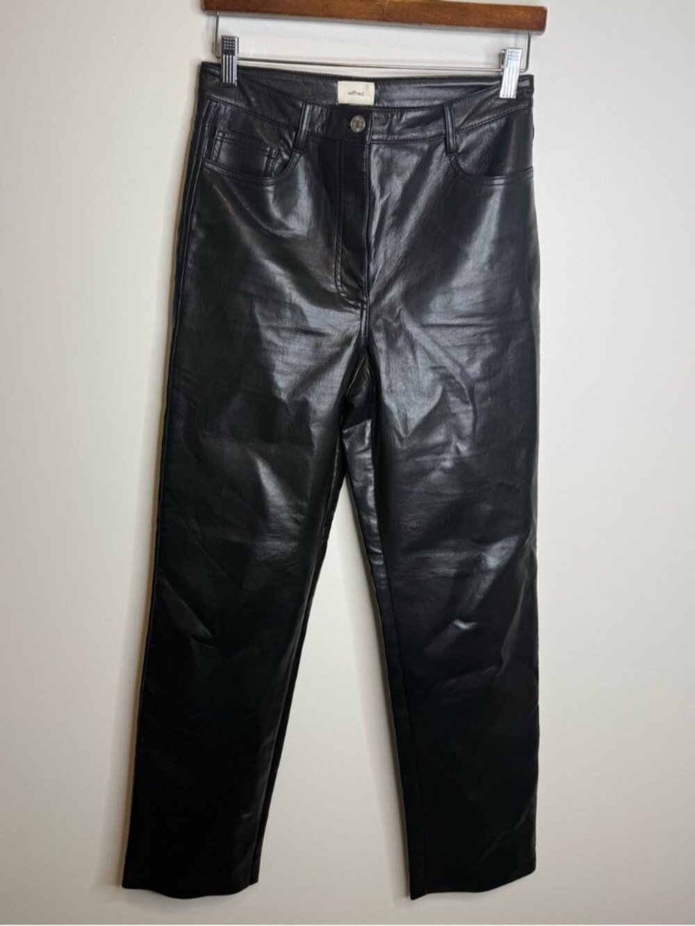 Aritzia Wilfred Melina Pants faux leather black size 6